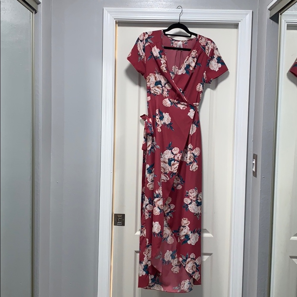 Long wrap floral dress